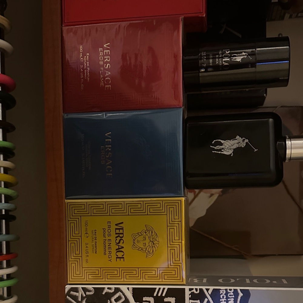 Versace Fragrance Collection - Red, Blue, Yellow. Versace Eros